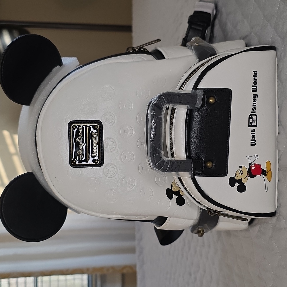 Disney White and Black Mickey Mouse Mini Backpack